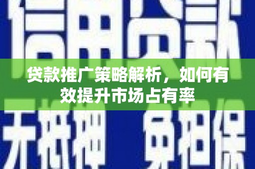 西吉贷款推广策略解析，如何有效提升市场占有率