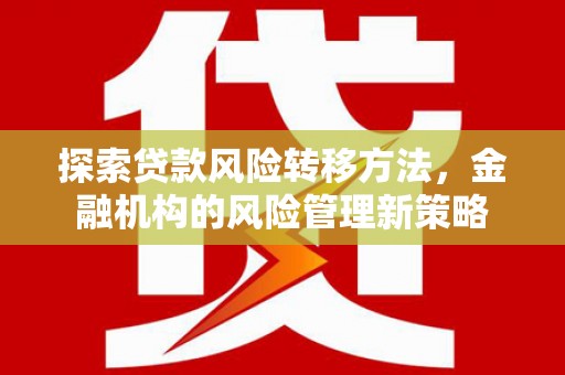 西吉探索贷款风险转移方法，金融机构的风险管理新策略