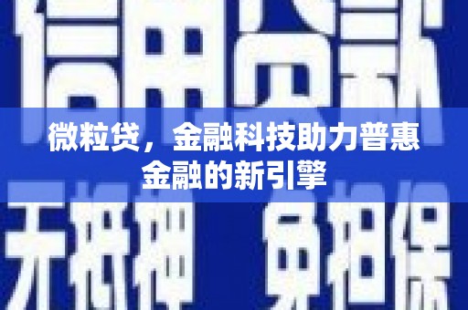 西吉微粒贷，金融科技助力普惠金融的新引擎