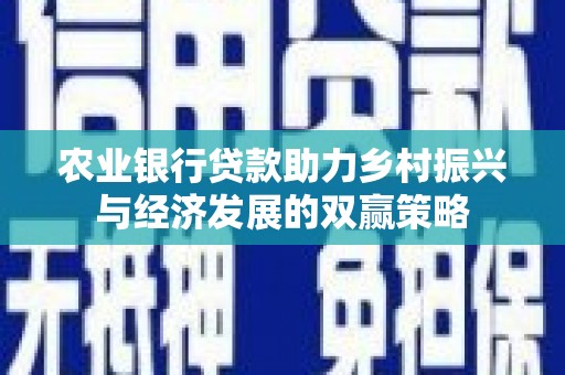 西吉农业银行贷款助力乡村振兴与经济发展的双赢策略