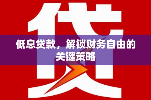 西吉低息贷款，解锁财务自由的关键策略