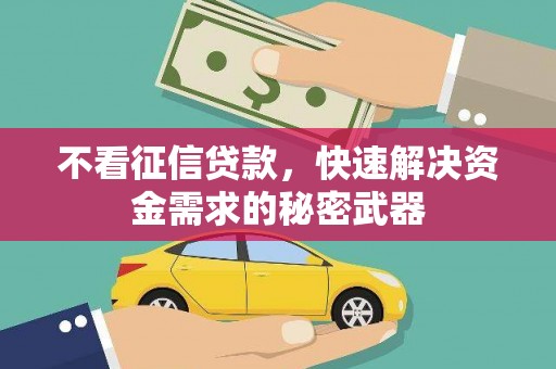 西吉不看征信贷款，快速解决资金需求的秘密武器