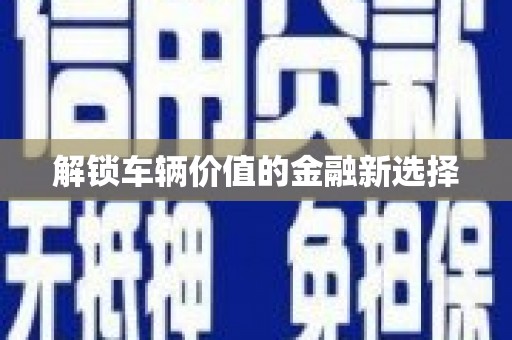 西吉解锁车辆价值的金融新选择