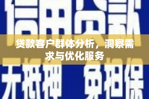 西吉贷款客户群体分析，洞察需求与优化服务